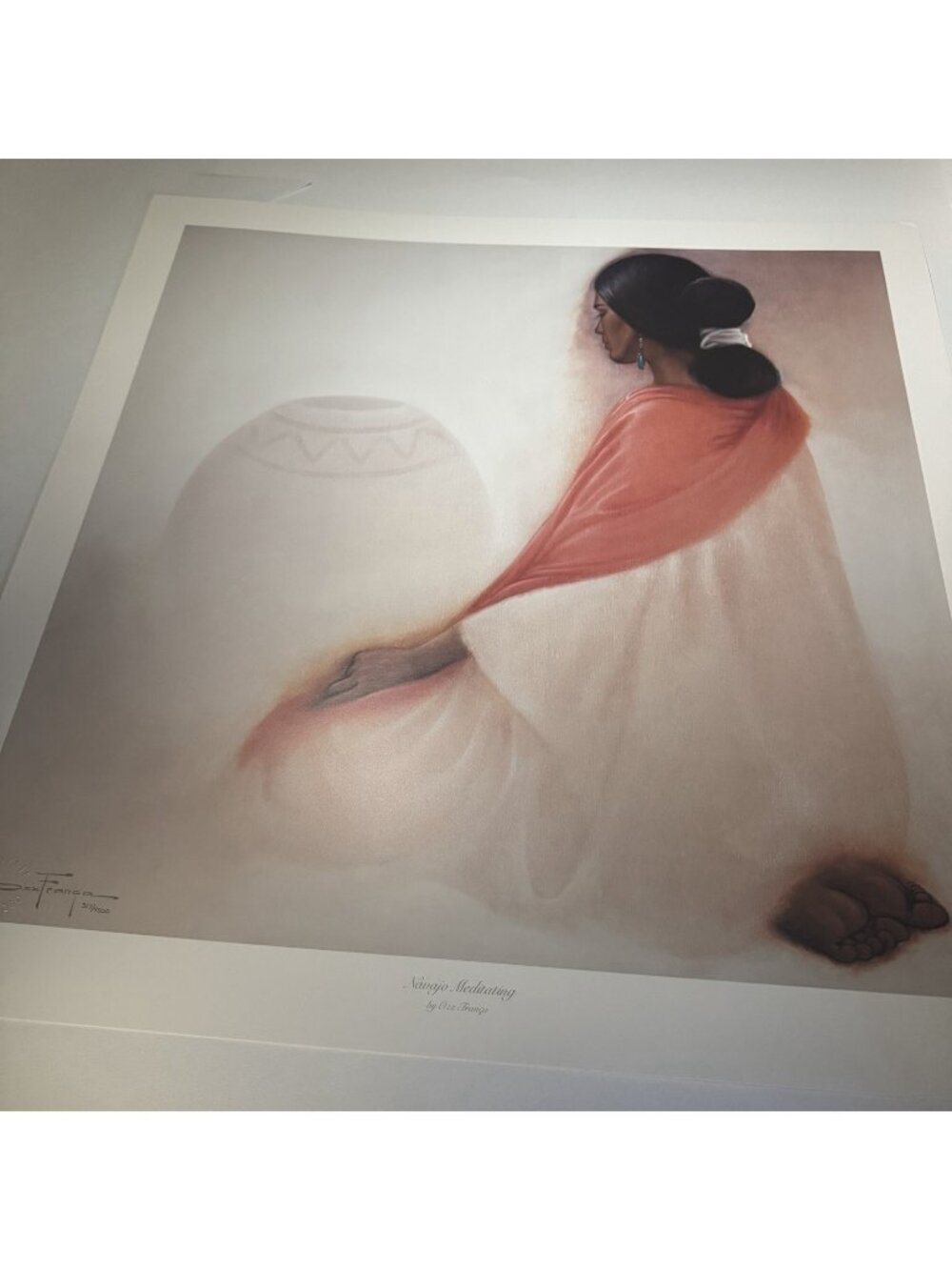 Signed Ozz Franca Limited-Edition 357/4000 "Navajo Meditating" Print Lithograph